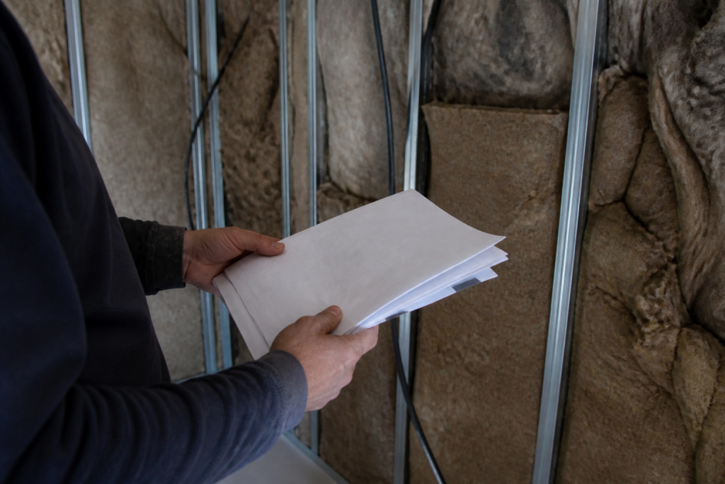 Mains tenant documents financiers et isolation murale intérieure