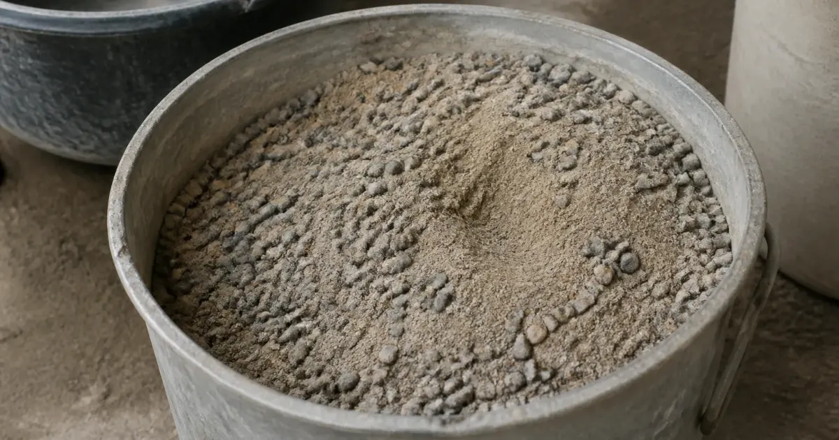 Sable et gravier melanges dans recipient dosage beton construction