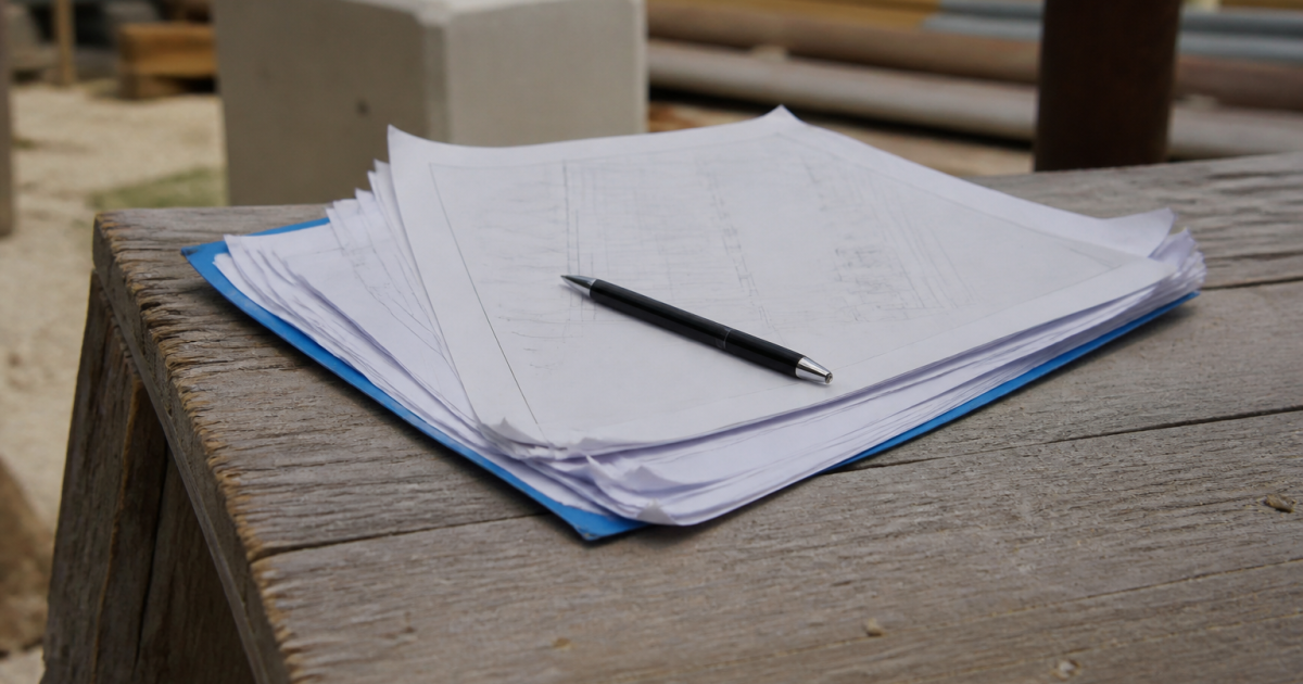 Document officiel avec stylo posé sur formulaire de construction