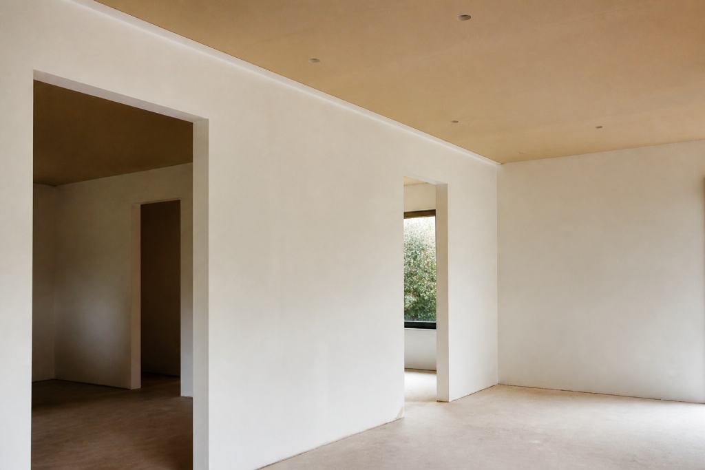 Murs blancs avec ouvertures et plafond beige à mesurer
